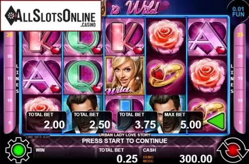 Reel screen. Urban Lady Love Story from Casino Technology