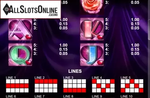 Paytable 2. Urban Lady Love Story from Casino Technology