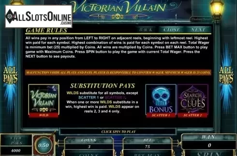 Screen2. Victorian Villain from Microgaming