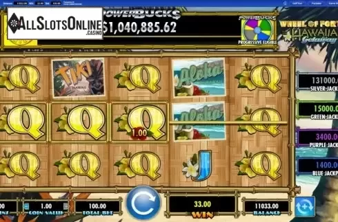Win Screen. Wheel of Fortune Hawaiian Getaway Powerbucks from IGT