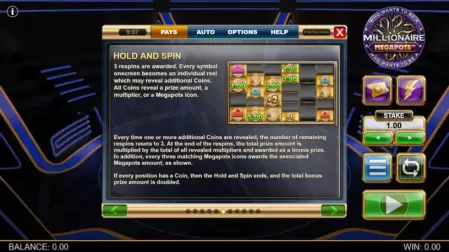 Millionaire Megapots slot screenshot 1