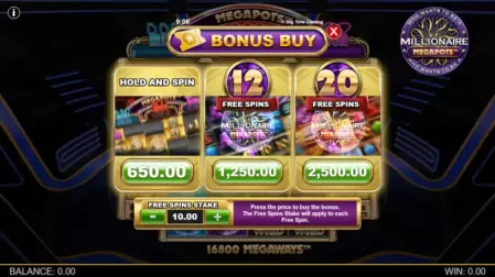 Millionaire Megapots slot screenshot 5