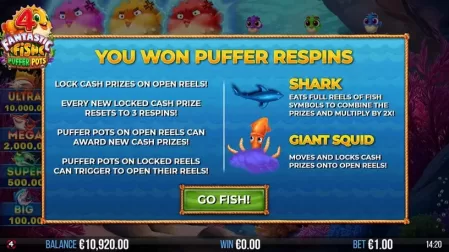 4 Fantastic Fish Puffer Pots slot screenshot 2
