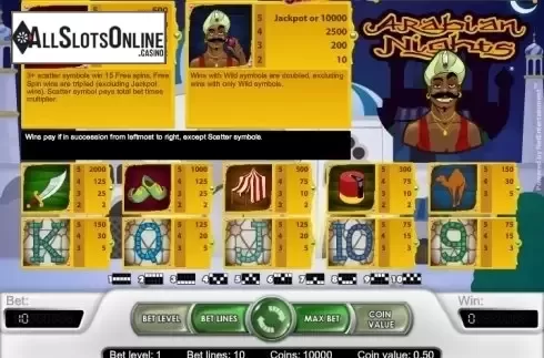 Paytable 1. Arabian Nights (Netent) from NetEnt