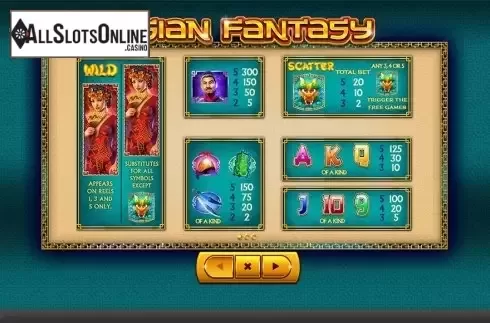 Paytable . Asian Fantasy from Skywind Group