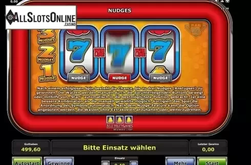 Paytable 3. Bar 7's from Greentube