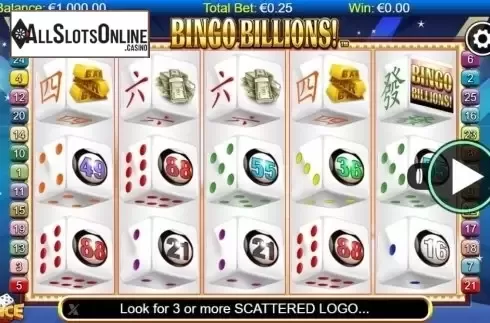 Reel Screen. Bingo Billions Dice from NextGen