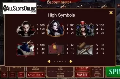 Pay Table 1. Bloody Kisses from XIN Gaming