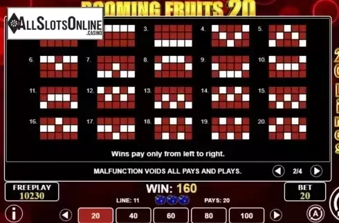 Pay Lines screen