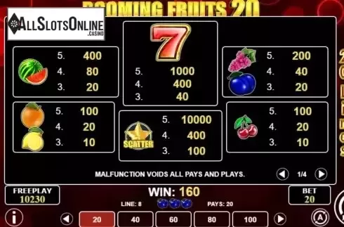 Pay Table screen