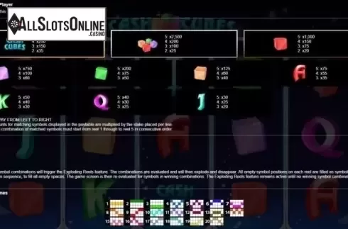 Paytable . Cash Cubes from Playtech