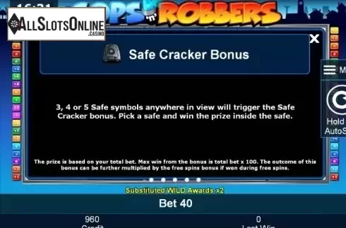 Paytable 3. Cops'n' Robbers  (Green Tube) from Greentube