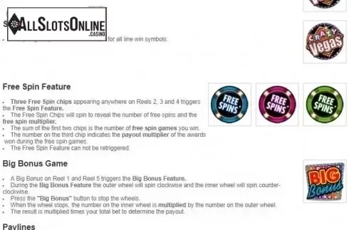 Features. Crazy Vegas from RTG