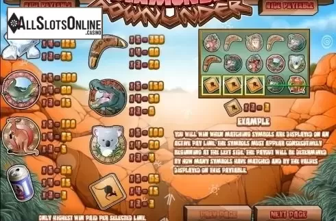 Screen2. Diamonds Downunder from Rival Gaming