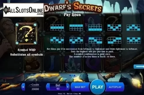 Paytable 2. Dwarfs Secrets from X Play
