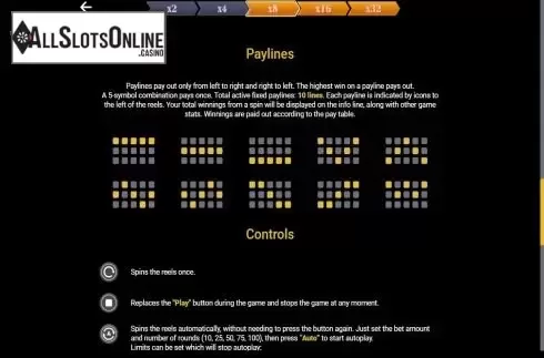 Paylines screen