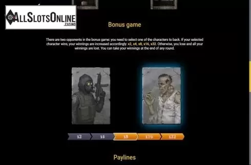 Bonus game feature screen