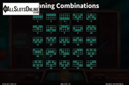 Paylines screen. Feast O Fruit from Leap Gaming