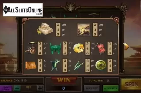 Paytable. First Emperor from Aiwin Games