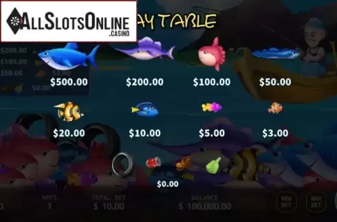 Paytable. Fishing Expedition from KA Gaming