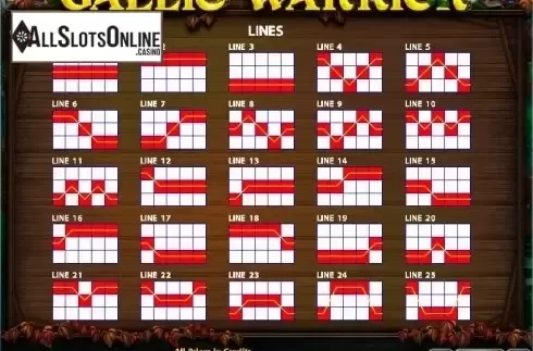Paytable 3. Gaelic Warrior from Casino Technology