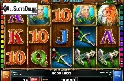 Screen 1. Gaelic Warrior from Casino Technology