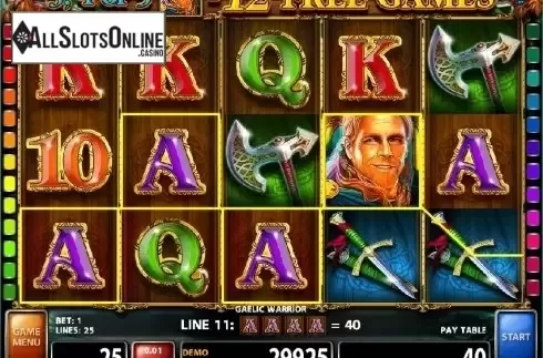 Screen 4. Gaelic Warrior from Casino Technology