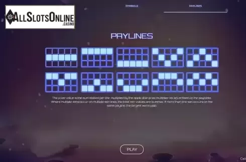 Paylines screen