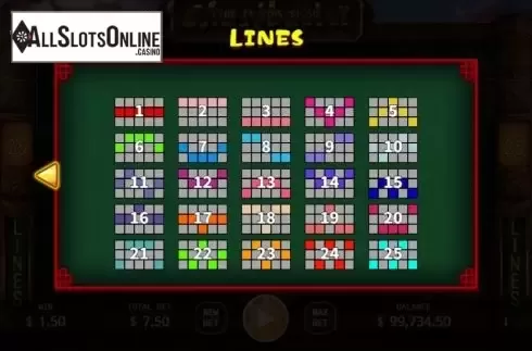 Paylines screen. Ghostbuster from KA Gaming