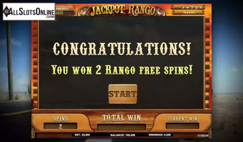 Free spins presentation. Jackpot Rango from iSoftBet