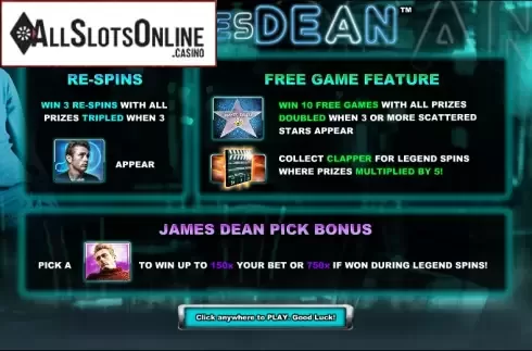Game features. James Dean from NextGen
