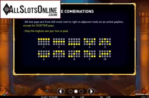 Paylines. Key of Ra from R. Franco