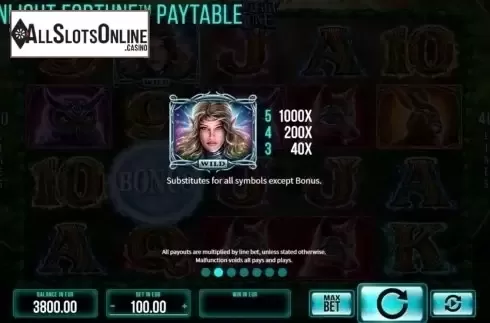 Paytable. Moonlight Fortune from SYNOT