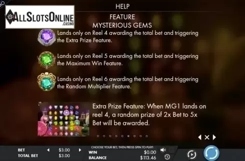 Paytable 4. Mysterious gems from Genesis