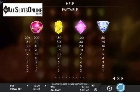 Paytable 2. Mysterious gems from Genesis