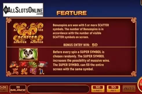 Game Features screen