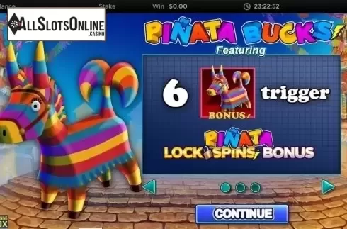 Start Screen. Pinata Bucks from Lightning Box