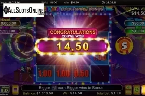 Total Win. Pinata Bucks from Lightning Box