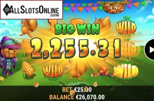Big win screen. Pumpkin Patch from Habanero