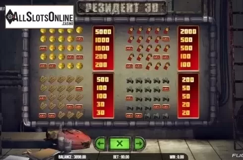 Paytable 1. Resident 3D from Fugaso