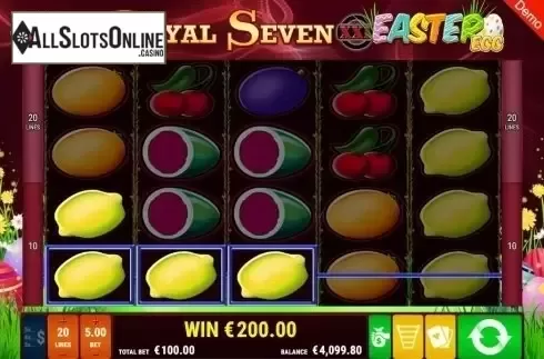 Win Screen. Royal Seven XXL Easter Egg from Gamomat