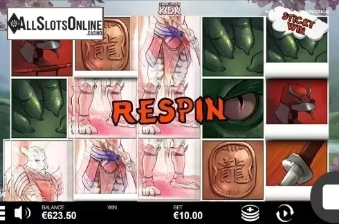 Respin animation screen. Samurai Ken from Fantasma Games
