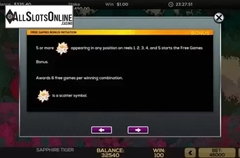 Features 1. Sapphire Tiger from High 5 Games