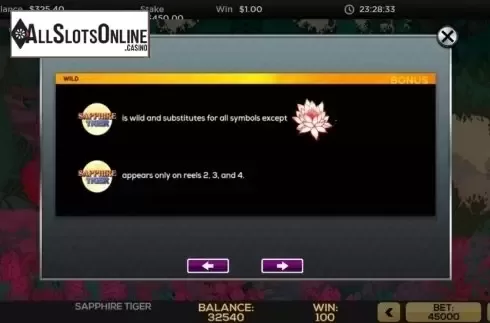 Features 2. Sapphire Tiger from High 5 Games