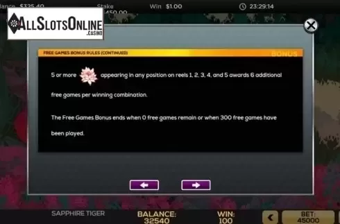 Features 4. Sapphire Tiger from High 5 Games