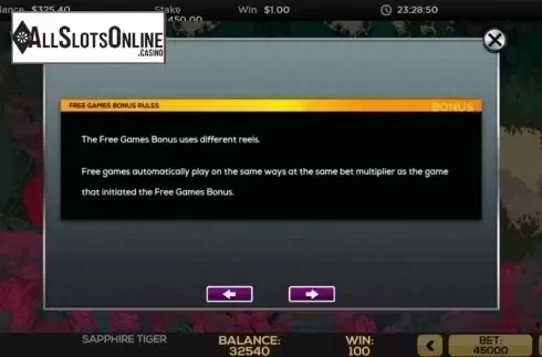 Features 3. Sapphire Tiger from High 5 Games