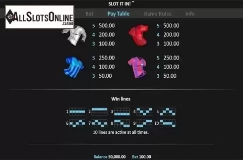 Paytable 3. Slot It In! from Realistic