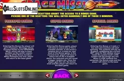 Paytable 2. Space Mission from Capecod Gaming