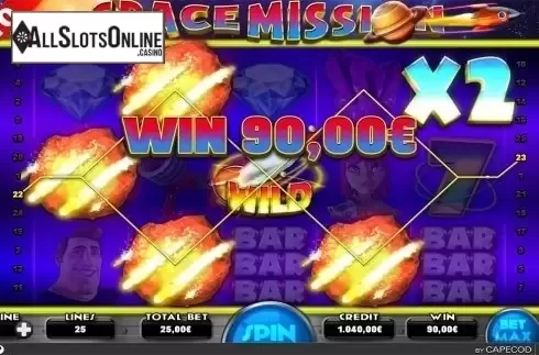 Multiplier win screen. Space Mission from Capecod Gaming