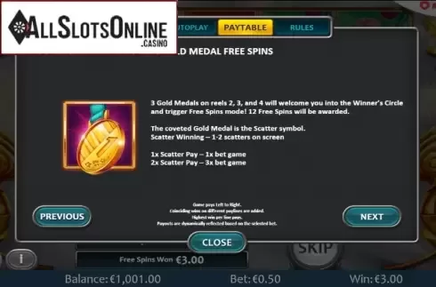 Paytable 2. The Golden Games from Nucleus Gaming